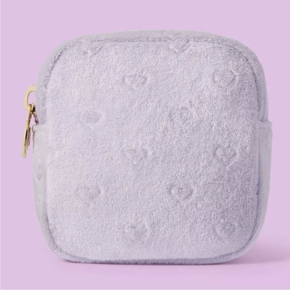 Stoney Clover Lane Handbags - NWT Stoney Clover Lane xTarget Limited Edition Purple Terry Cloth Pouch w/hearts